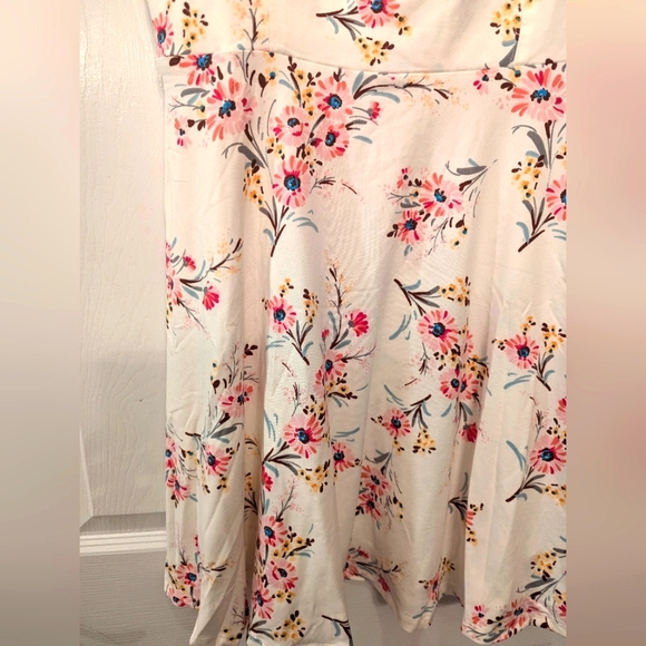 NWT Nine Britton Floral Knit mini cream coral Strappy skater beachy Dress sz XLP - Picture 9 of 14